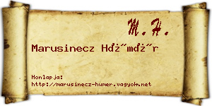 Marusinecz Hümér névjegykártya